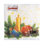 Салфетки новогодние бумажные «Свеча», 24×24 см, 100 шт. - Фото 2