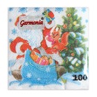 Салфетки новогодние бумажные «Дед Мороз», 24×24 см, 100 шт. - Фото 2