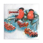 Салфетки новогодние бумажные «Снегири», 24×24 см, 100 шт. - Фото 2