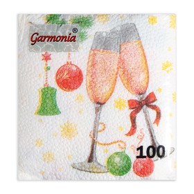 Салфетки новогодние бумажные «Шампанское», 24?24 см, 100 шт. (комплект 4 шт)