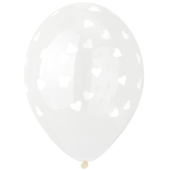 Воздушные шары латексные 14" «Сердца белые», 25 шт., шелкография - Фото 1