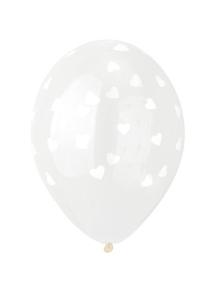 Воздушные шары латексные 14" «Сердца белые», 25 шт., шелкография - Фото 1