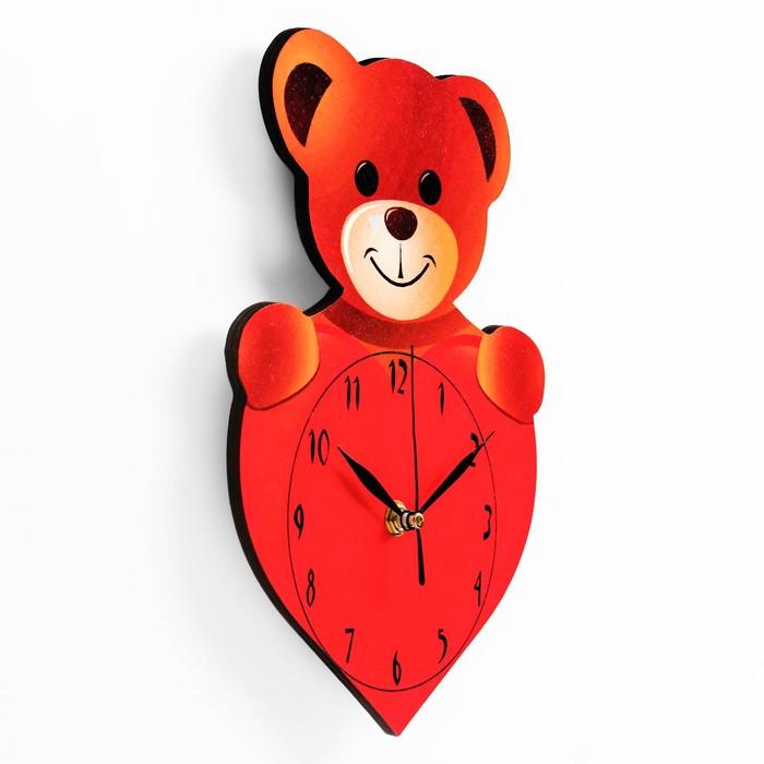 Часы настенные, серия: Детские, "Медвежонок с сердечком", дискретный ход, 27 х 19 см - фото 1905686971