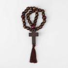 Чётки деревянные «Православные» с крестиком, кисть, 33 бусины, цвет коричневый - фото 7105076