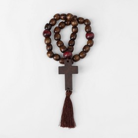 Чётки деревянные "Православные" с крестиком, кисть, 30 бусин, цвет коричневый