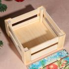 Подарочная коробка деревянная реечная «Ёлочная ветвь», 20×20×9 см, с крышкой, печать - Фото 2