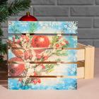 Подарочная коробка деревянная реечная «Ёлочная ветвь», 20×20×9 см, с крышкой, печать - Фото 3