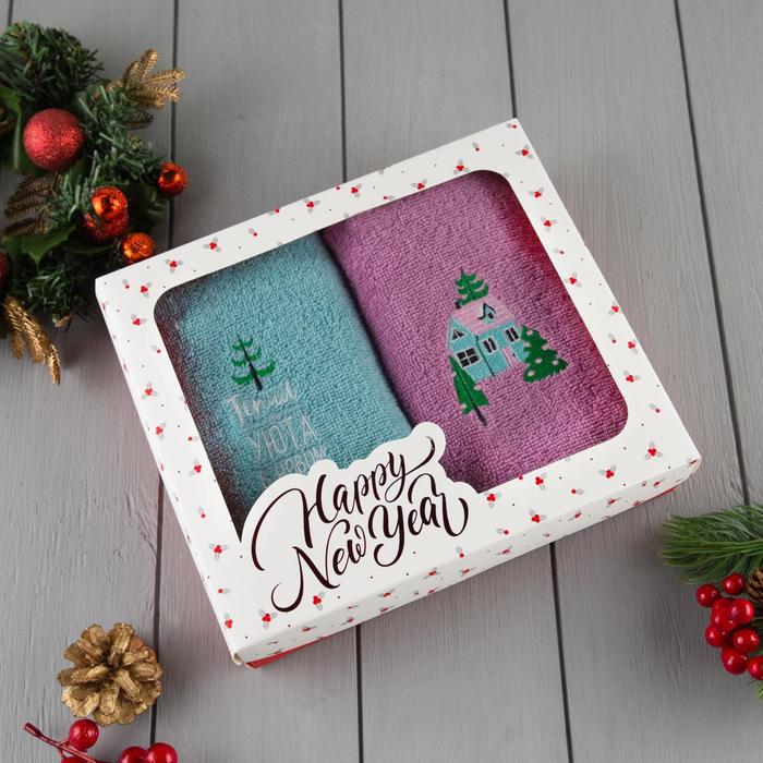 Набор полотенец "Тепла и уюта" 30х60 см-2шт, 100% хлопок 340 г/м2 - Фото 1