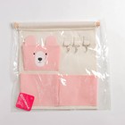 Органайзер подвесной с карманами Доляна «Мишка», 3 отделения, 30×34 см, цвет розовый - Фото 4
