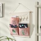 Органайзер подвесной с карманами Доляна «Кактус», 3 отделения, 30×34 см, цвет розовый - фото 24495977