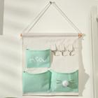 Органайзер подвесной с карманами Доляна «Мяу», 3 отделения, 30×34 см, бирюзовый - Фото 1