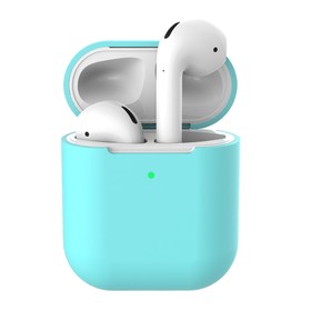 Чехол Luazon для футляра AirPods 1/2, мат. верха: силикон, 56х22х46 мм, голубой 5131315