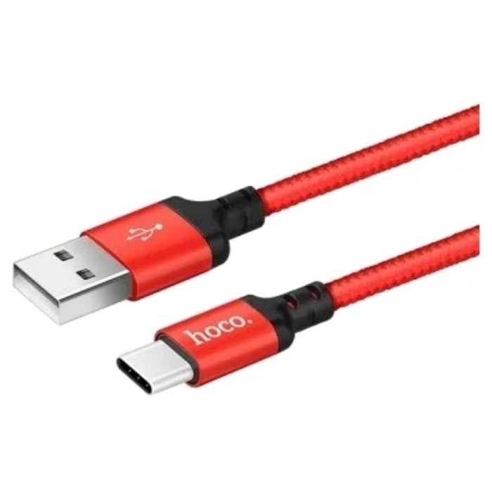 Кабель Hoco X14 Times Speed, Type-С - USB, 3 А, 2 м, чёрно-красный
