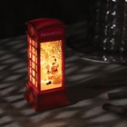 Светодиодная фигура «Телефонная будка с Дедом Морозом» 5.3 × 12 × 5.3 см, пластик, батарейки AG13х3, свечение тёплое белое - фото 318372922