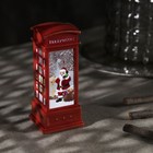 Светодиодная фигура «Телефонная будка с Дедом Морозом» 5.3 × 12 × 5.3 см, пластик, батарейки AG13х3, свечение тёплое белое - фото 6326019