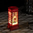 Светодиодная фигура «Дед Мороз в телефонной будке» 5 × 12 × 5 см, пластик, блёстки, батарейки AG13х3, свечение тёплое белое - Фото 1