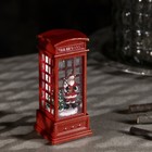 Светодиодная фигура «Дед Мороз в телефонной будке» 5 × 12 × 5 см, пластик, блёстки, батарейки AG13х3, свечение тёплое белое - Фото 2