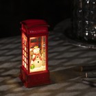 Светодиодная фигура «Снеговик в телефонной будке» 5 × 12 × 5 см, пластик, блёстки, батарейки AG13х3, свечение тёплое белое - Фото 2