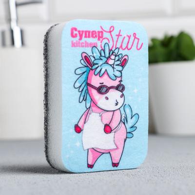 Губка для мытья посуды «Супер kitchen Star» 9×6 см