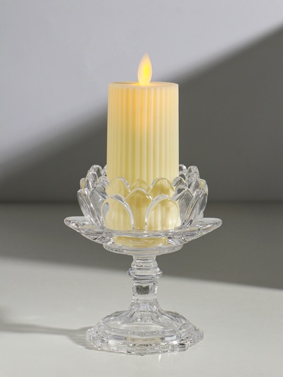 Стеклянный подсвечник на 1 свечу «Лотос», прозрачный, 12.7×11.7×11.7 см