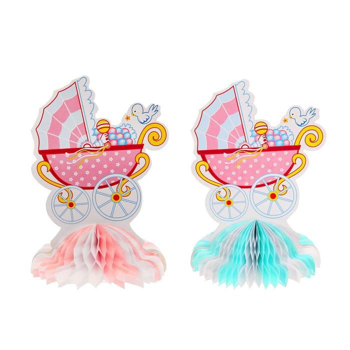 Декор из бумаги «Коляска», цвета МИКС - Фото 1