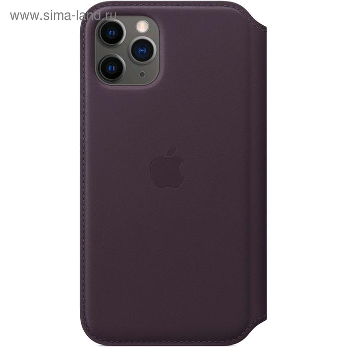 Чехол флип-кейс Apple для iPhone 11 Pro (MX072ZM/A), кожаный, фиолетовый - Фото 1
