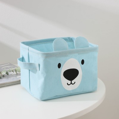 Корзина для хранения с ручками «Доляна. Мишка», 20×16×14 см, голубая
