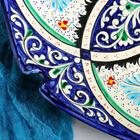 Ляган Риштанская Керамика "Узоры", 40 см, квадратный, рифлёный, синий - фото 4312481