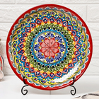 Ляган узбекский Риштанская керамика «Узоры», для плова, d=32 см, красный - Фото 2