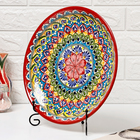 Ляган узбекский Риштанская керамика «Узоры», для плова, d=32 см, красный - Фото 3