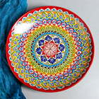 Ляган узбекский Риштанская керамика «Узоры», для плова, d=32 см, красный - Фото 5