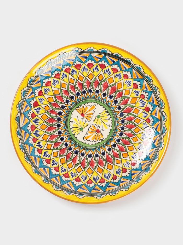 Ляган узбекский Риштанская Керамика «Узоры», d=32 см, жёлтый - Фото 1