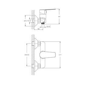 

Смеситель для душа RUSH Disco DI6935-63, однорычажный, монтируемый в стену, хром