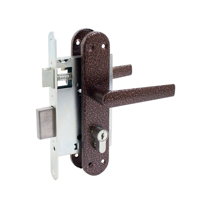 Замок врезной с ручками «Птимаш» ЗВ4-3.08 (ЗВ4-1.55), м/о 55, цвет медь - Фото 1