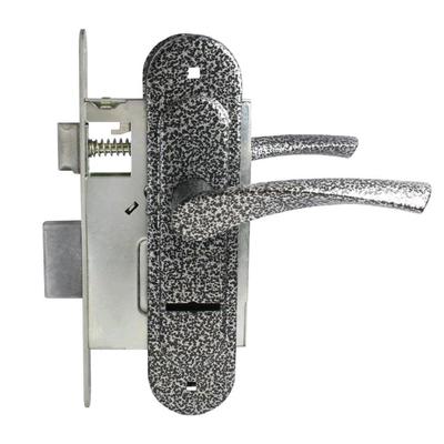 Замок врезной с ручками «Птимаш» ЗВ9-4.07 (ЗВ9-0623) с пружиной, цвет серебро