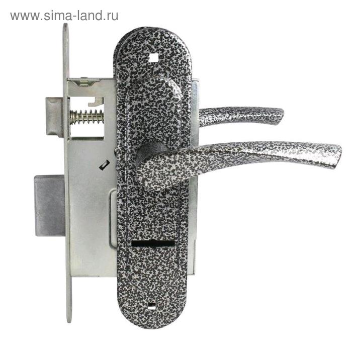 Замок врезной с ручками «Птимаш» ЗВ9-4.07 (ЗВ9-0623) с пружиной, цвет серебро - Фото 1