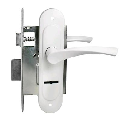 Замок врезной с ручками «Птимаш» ЗВ9-4.07 (ЗВ9-0623) с пружиной, белый