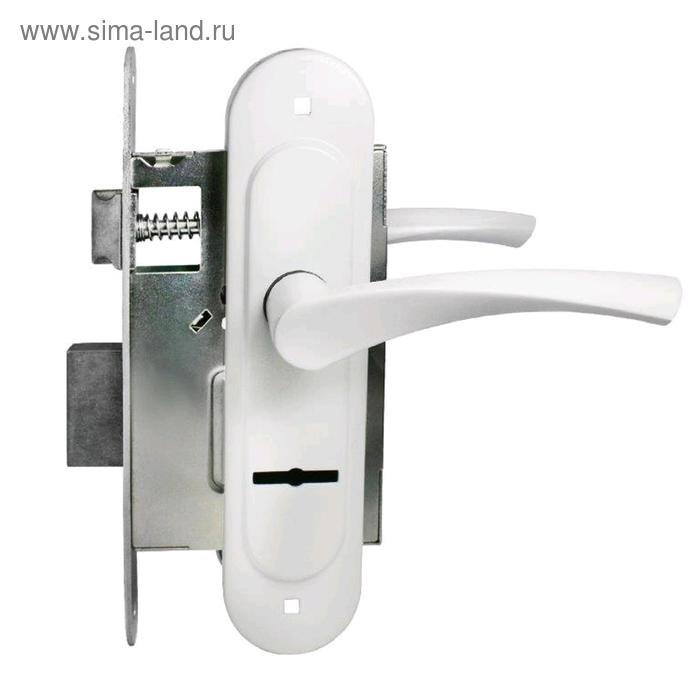 Замок врезной с ручками «Птимаш» ЗВ9-4.07 (ЗВ9-0623) с пружиной, белый - Фото 1