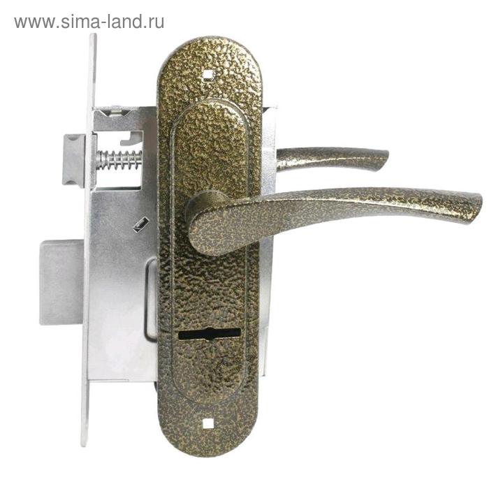 Замок врезной с ручкам «Птимаш» ЗВ9-4.07 (ЗВ9-0623) с пружиной, цвет бронза - Фото 1