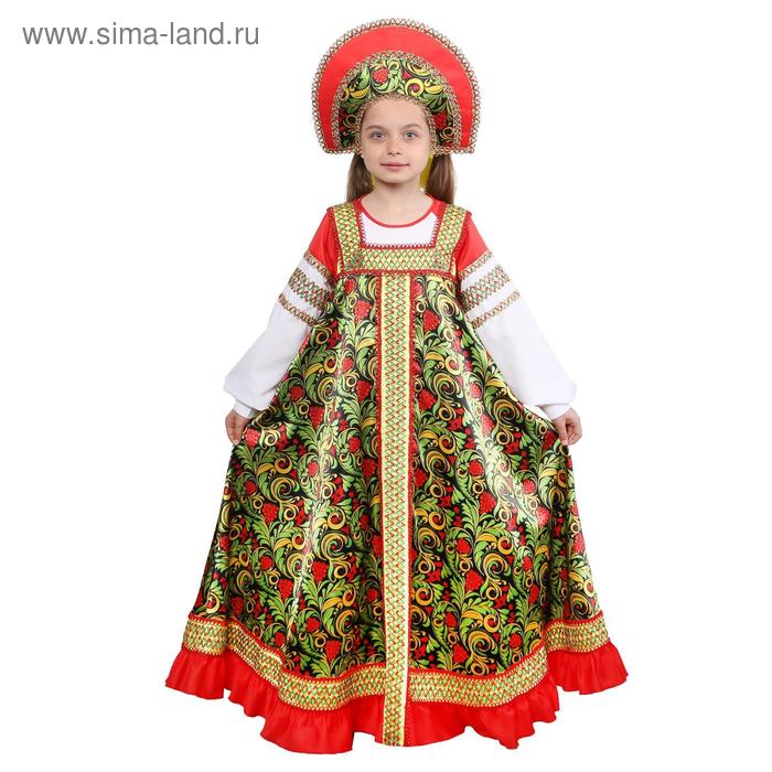 Русский народный костюм «Рябинушка», платье длинное, кокошник, бомбоны на шнурке, р. 28, рост 98-104 см - Фото 1