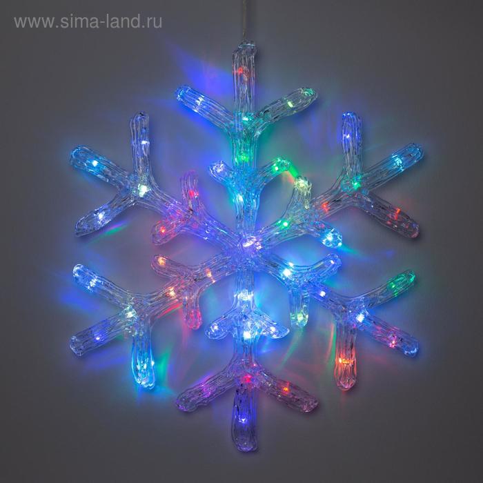 Светодиодная фигура «Снежинка» 39 см, акрил, 50 LED, 220 В, свечение мульти (RGB) - Фото 1