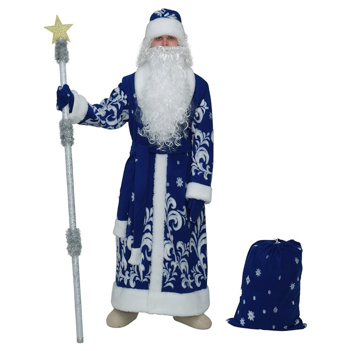 Карнавальный костюм «Дед Мороз в синем», р. 52-54 - Фото 1