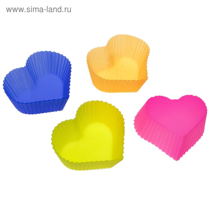 Форма силиконовая для выпечки «Сердце. Риб», цвет МИКС - Фото 1