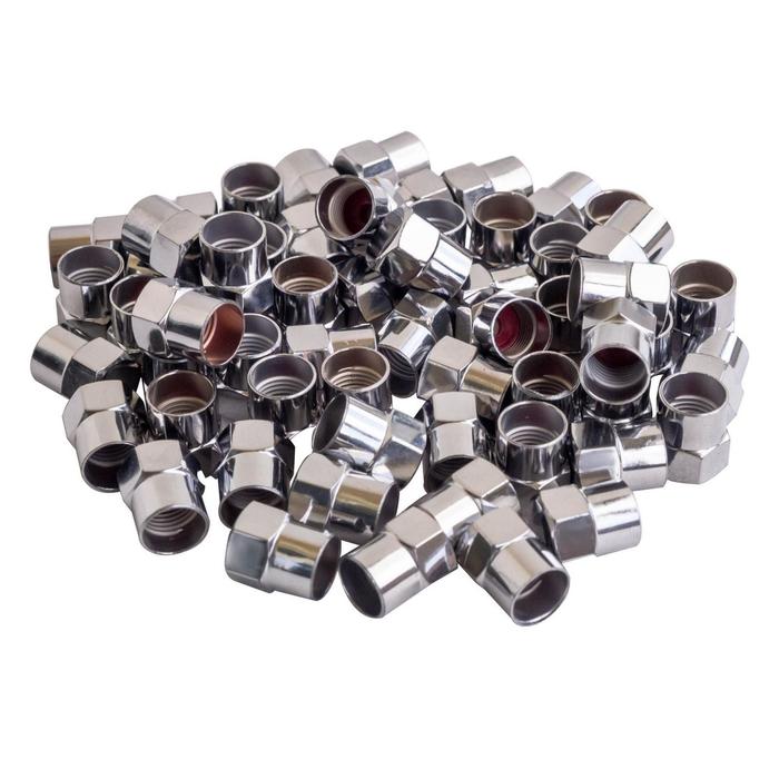 Колпачки Airline, на шинный вентиль, шестигранные, пластик, цвет хром, 60 шт. - Фото 1