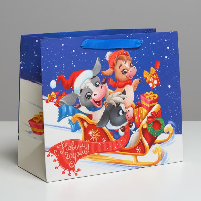 Пакет ламинированный горизонтальный «Новогодее веселье», ML 27 × 23 × 11,5 см - Фото 1