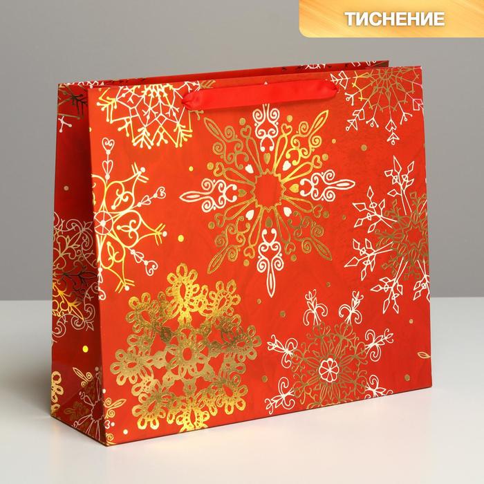 Пакет ламинированный горизонтальный «Новогоднее великолепие», M 30 × 26 × 9 см