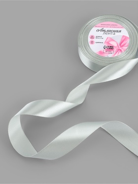 Лента атласная, 25 мм, 23±1 м, цвет серебряный №176 (комплект 3 шт)