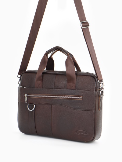 Сумка деловая мужская Fidelio Largo, на молнии, 40×9×29 см, коричневая