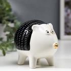 Сувенир керамика "Ёжик в очках" бело-чёрный с золотом 8,8х7,8х11 см - Фото 2