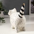 Сувенир керамика "Улыбчивый котик" бело-чёрный с золотом 14,5х8х13,2 см - Фото 4